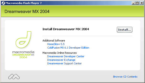 macromedia mx 2004 windows 7